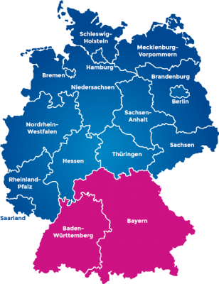 Landkarte Baden Wüttemberg und Bayern